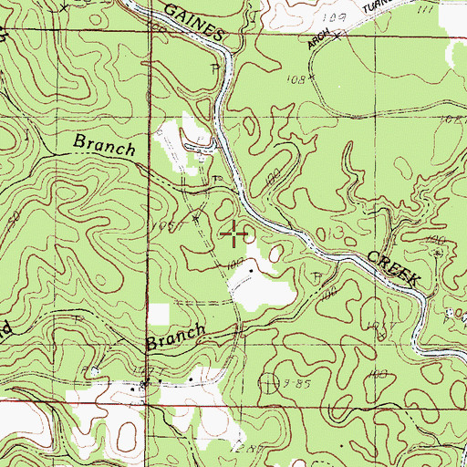 Topographic Map of Oakwood Branch, MS