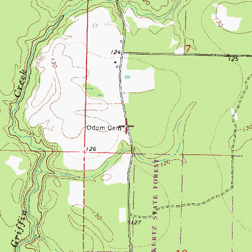 Topographic Map of Odom Cemetery, MS