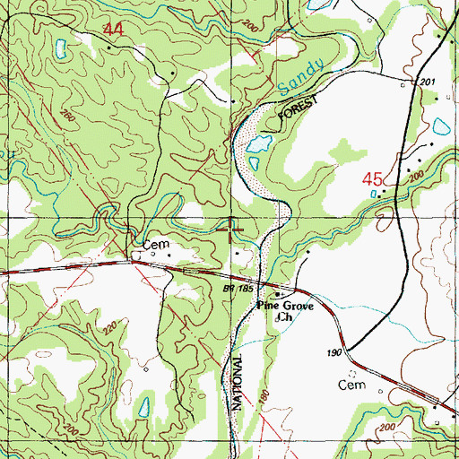 Topographic Map of Odum Bayou, MS