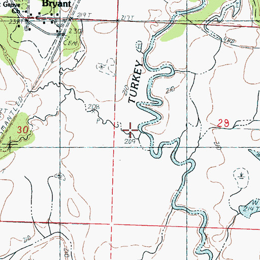 Topographic Map of Okachickima Creek, MS