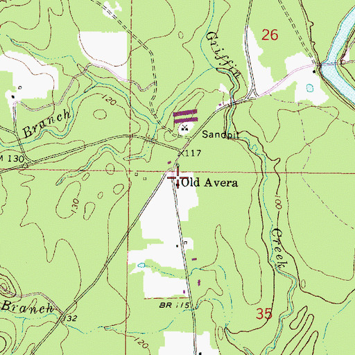 Topographic Map of Old Avera, MS