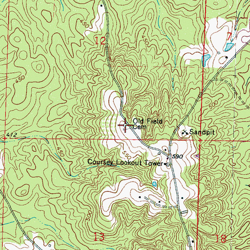 Topographic Map of Steve Hughes Cemetery, MS