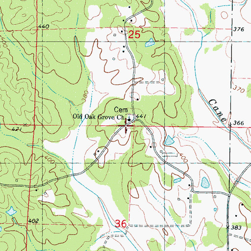 Topographic Map of Old Oak Grove Church, MS