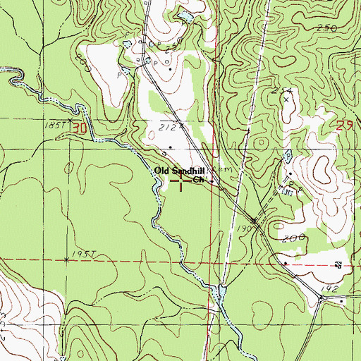 Topographic Map of Old Sandhill Church, MS