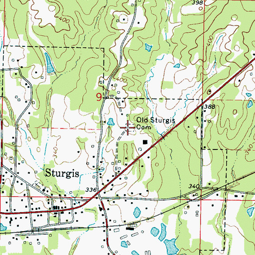 Topographic Map of Old Sturgis Cemetery, MS
