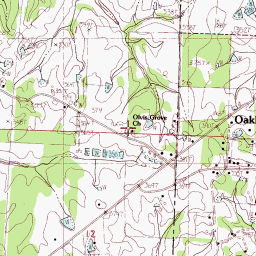 Topographic Map of Olvis Cemetery, MS