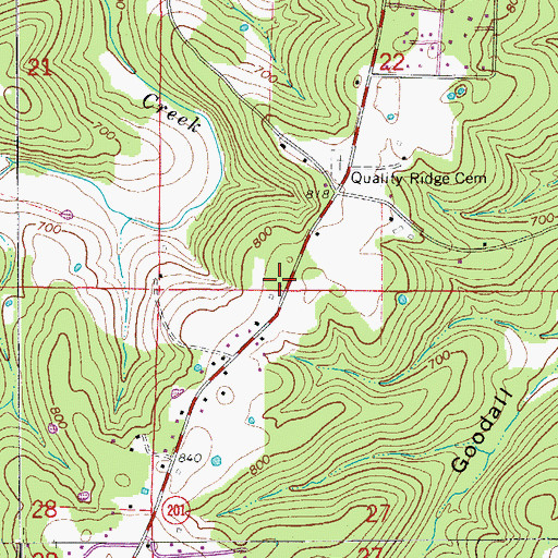Topographic Map of Quality Ridge School (historical), AR