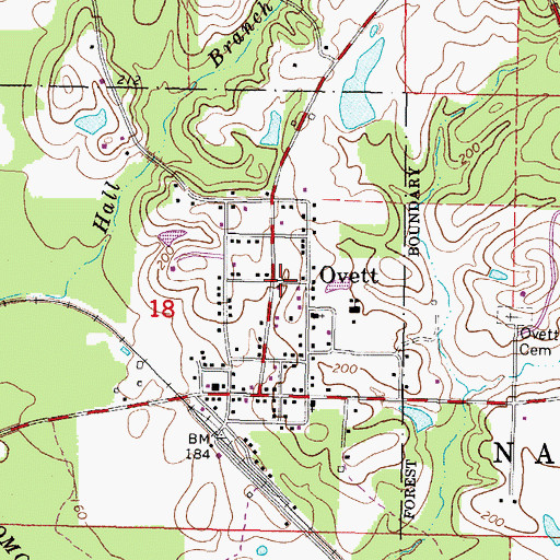Topographic Map of Ovett, MS