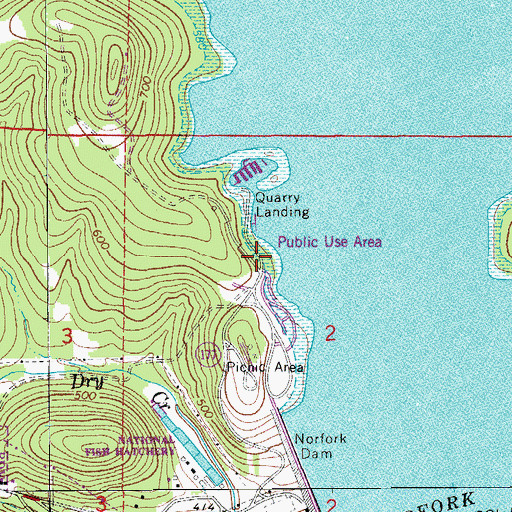 Topographic Map of Quarry Use Area, AR