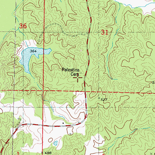 Topographic Map of Palestine Cemetery, MS