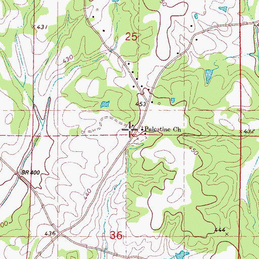 Topographic Map of Palestine Church, MS