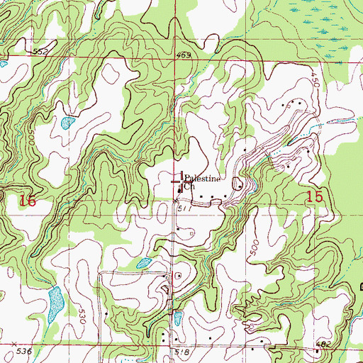 Topographic Map of Palestine School, MS