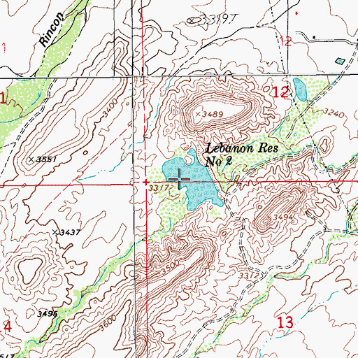 Topographic Map of Lebanon Reservoir Number Two, AZ