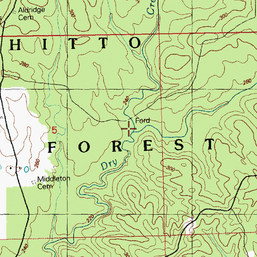 Topographic Map of Panther Creek, MS