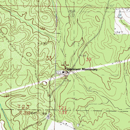 Topographic Map of Paramount Missionary Church, MS