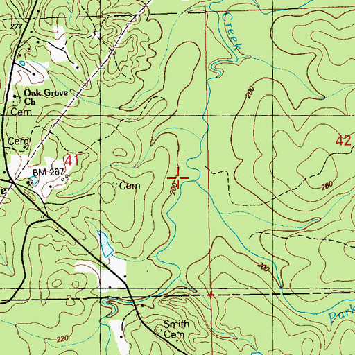 Topographic Map of Parker Branch, MS