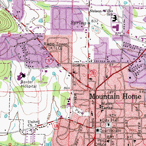 Topographic Map of Redeemer Lutheran Church, AR