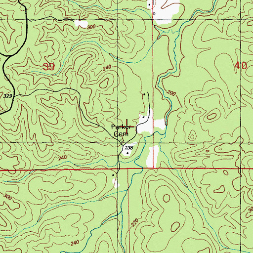 Topographic Map of Parker Cemetery, MS