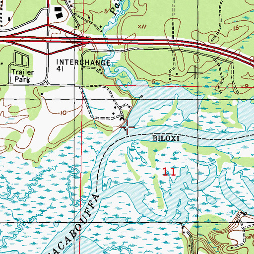 Topographic Map of Parker Creek, MS