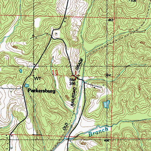 Topographic Map of Parkersburg, MS