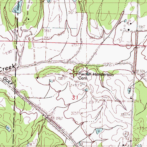 Topographic Map of Parrish Henderson Cemetery, MS
