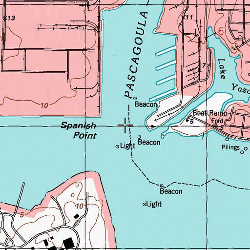 Topographic Map of Pascagoula River, MS