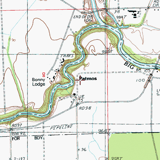 Topographic Map of Patmos, MS