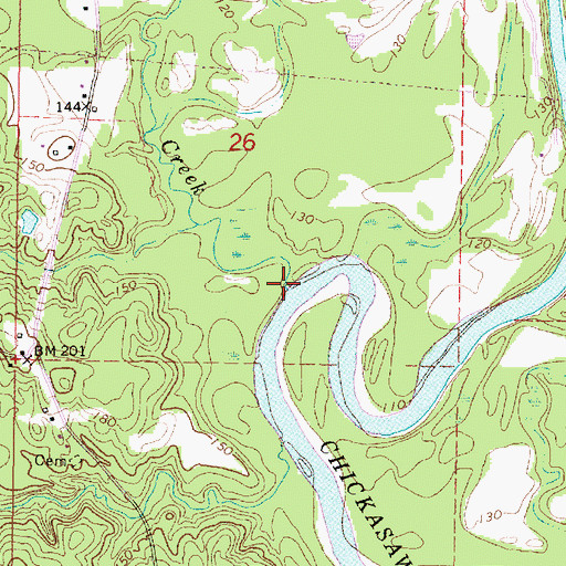 Topographic Map of Patrick Creek, MS