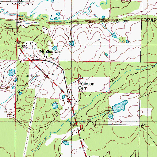 Topographic Map of Pearson Cemetery, MS