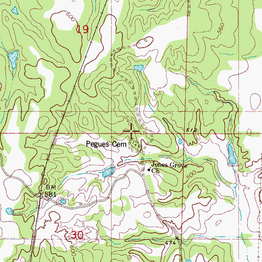 Topographic Map of Jones Grove Baptist Church, MS