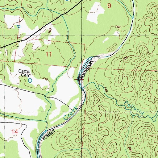Topographic Map of Pellucid Bayou, MS