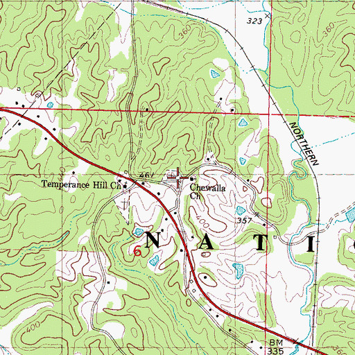 Topographic Map of Pemberton Cemetery, MS