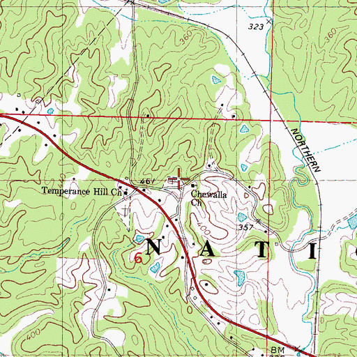 Topographic Map of Chewalla Church, MS