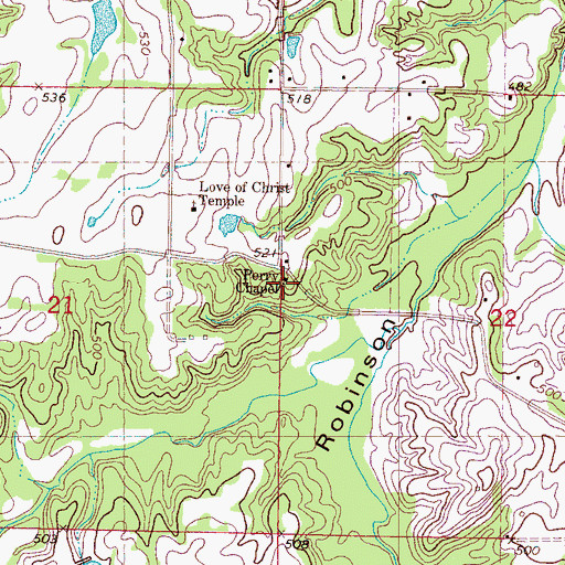 Topographic Map of Perry Chapel, MS