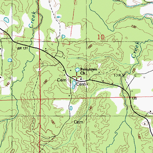 Topographic Map of Perrytown Church, MS
