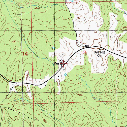 Topographic Map of Perth, MS