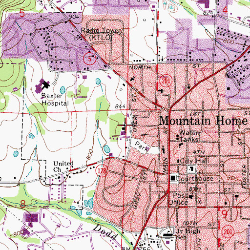Topographic Map of Saint Peters Catholic Church, AR