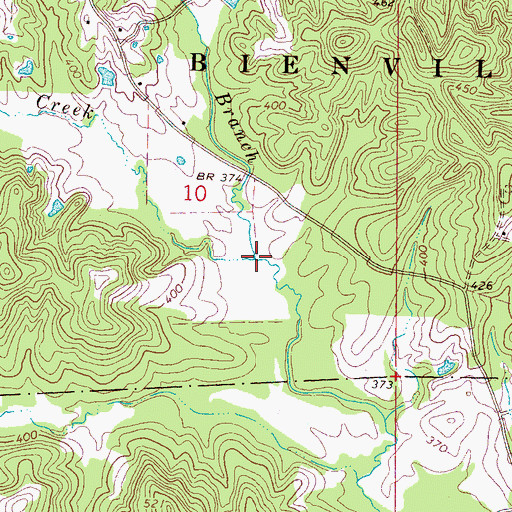 Topographic Map of Pete Branch, MS