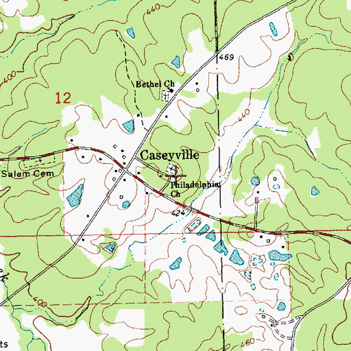 Topographic Map of Philadelphia Baptist Church, MS