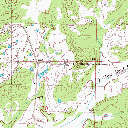 Topographic Map of Philadelphia School, MS