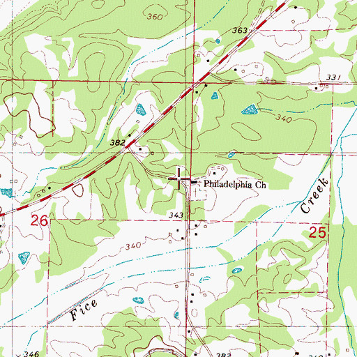 Topographic Map of Philadelphia School, MS