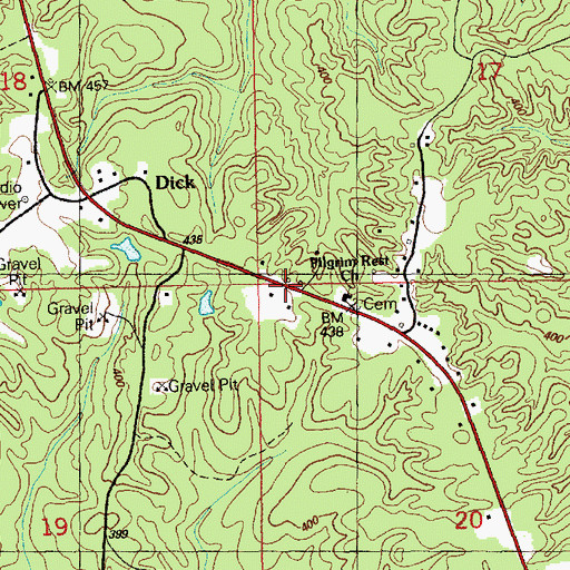 Topographic Map of Pilgrim Rest Primitive Baptist Church, MS
