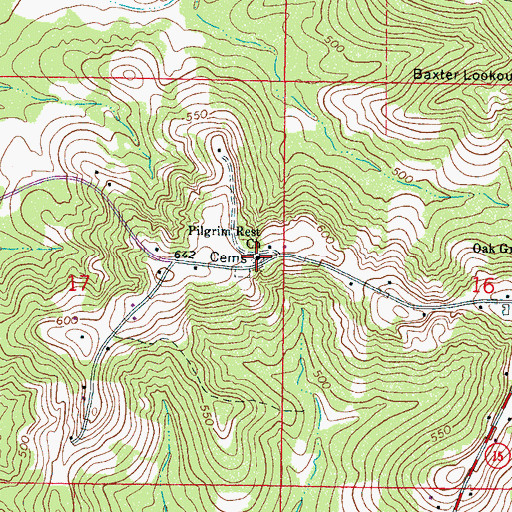 Topographic Map of Pilgrim Rest Church, MS