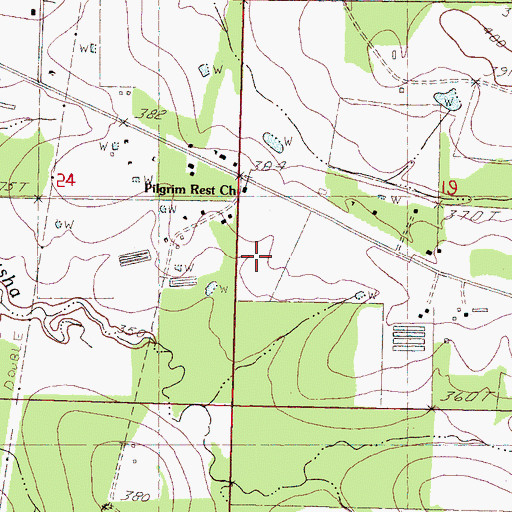 Topographic Map of Pilgrim Rest Church, MS