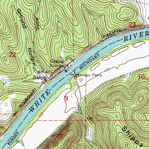 Topographic Map of Shipps Landing, AR