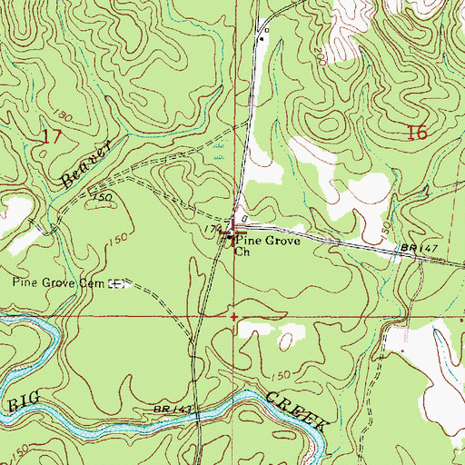 Topographic Map of Pine Grove Freewill Baptist Church, MS