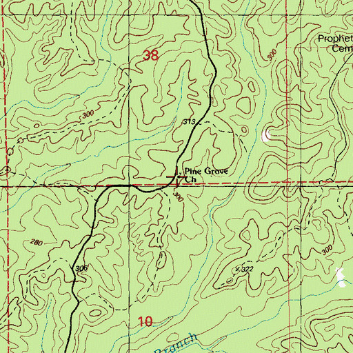 Topographic Map of Pine Grove Church, MS