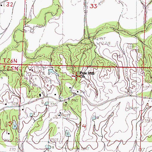 Topographic Map of Pine Hill Church, MS