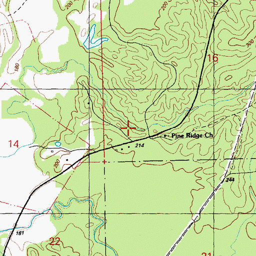 Topographic Map of Pine Ridge Church, MS
