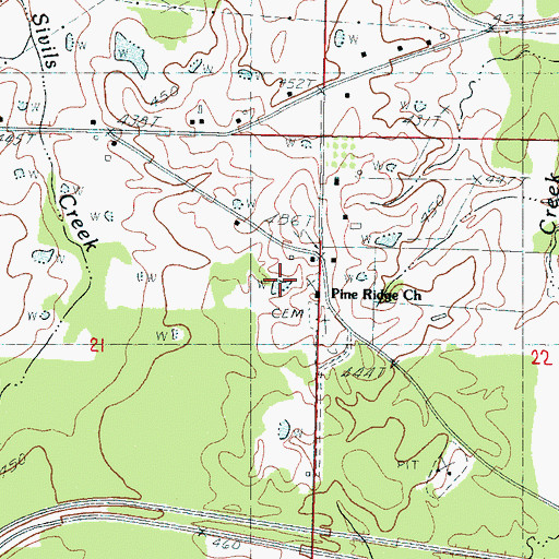 Topographic Map of Pine Ridge Church, MS